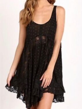 Free People she swings black lace slip NWOT